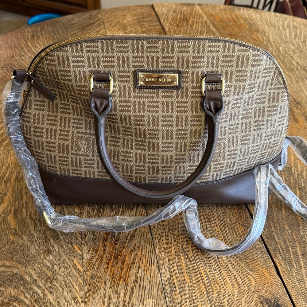 Anne Klein Khaki and Brown Handbag